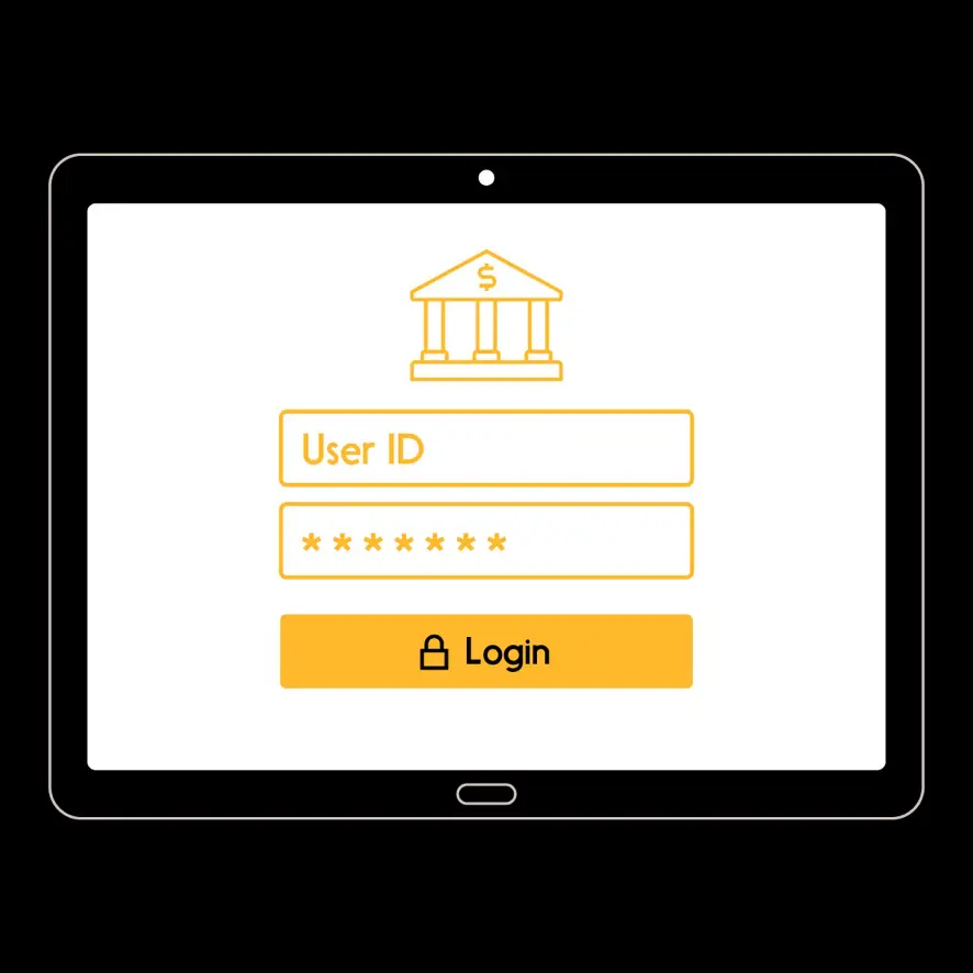 Image showing a user ID and password login prompt to access your financial institution account