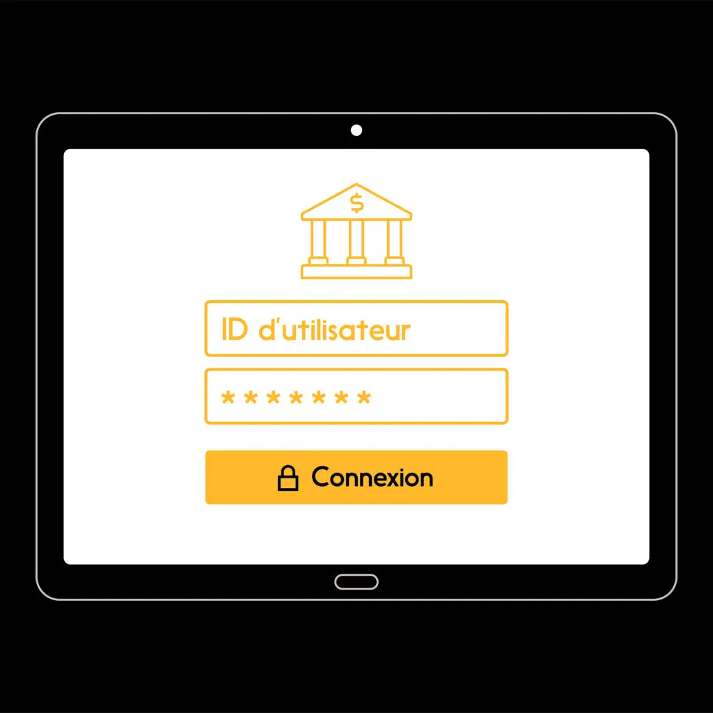 Image d’un ID d’utilisateur et d’un mot de passe pour accéder au compte d’une institution financière