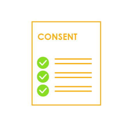Digital ID in municipal services: Illustrated icon representing a digital verification of consent. 