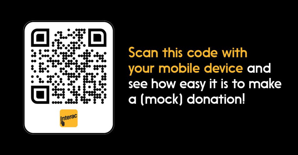 A QR code to scan with your mobile device and see how easy it is to make a (mock) donation 