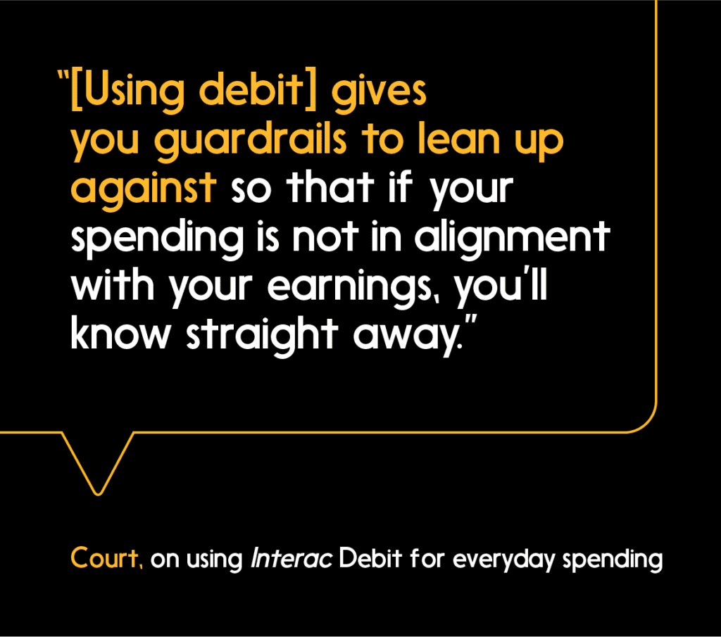 Using Interac Debit makes it easier to keep track of daily spending.  