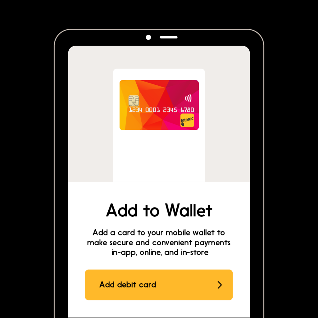 Image of prompt to add debit card to add to digital wallet on a mobile device