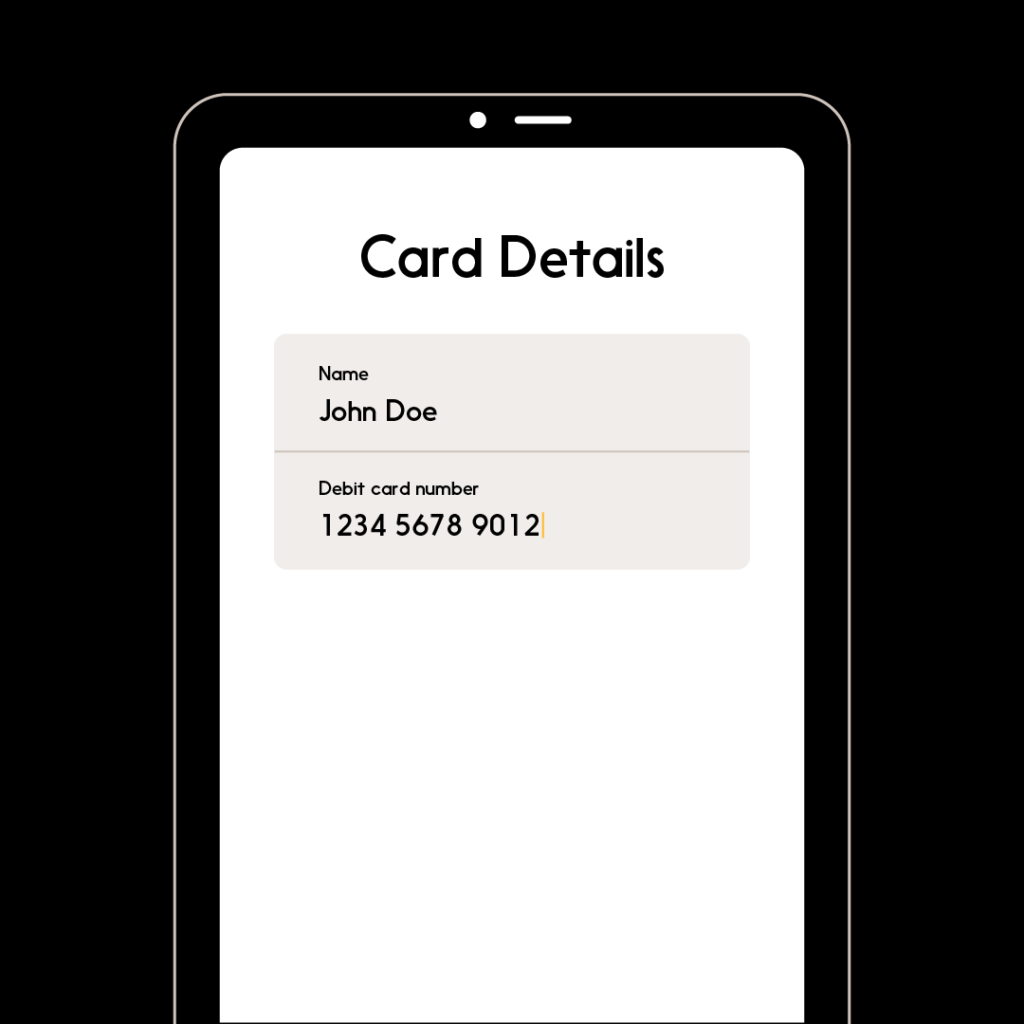 Image of prompt to add card detail on a mobile device