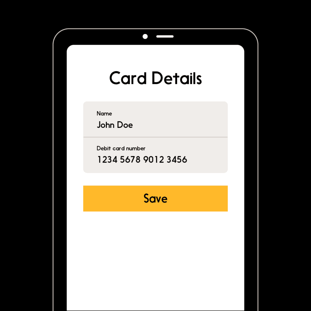 Image of prompt to save card detail on a mobile device
