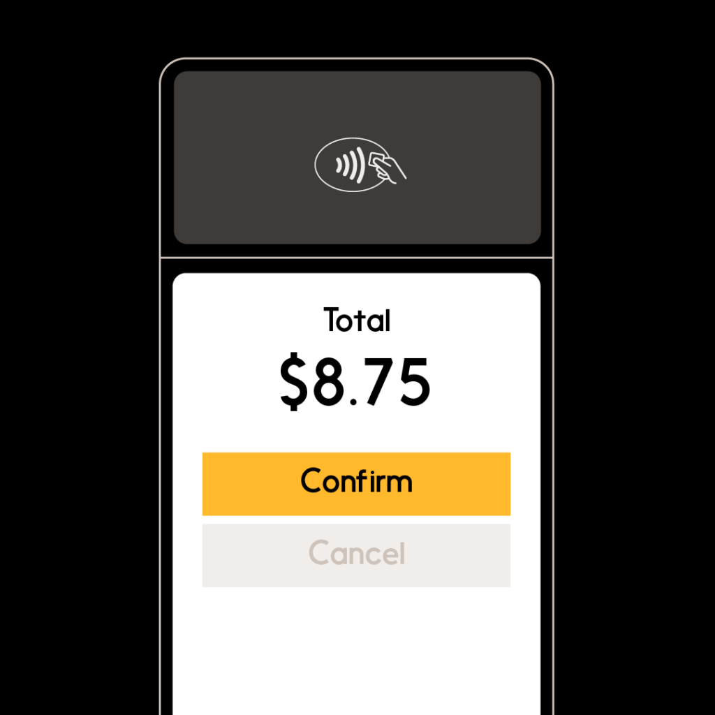Image of POS system before you pay with tap with a digital wallet