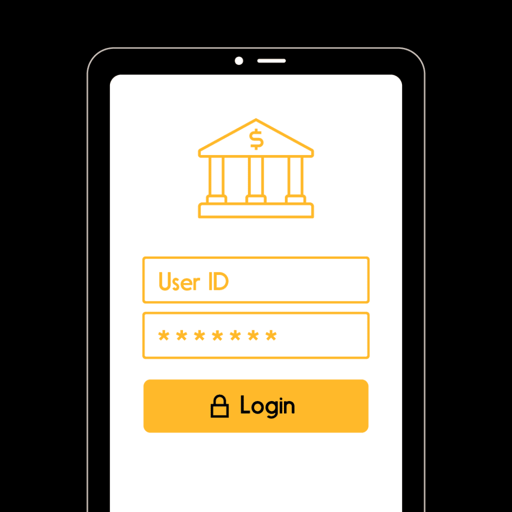 Image of online banking login on a mobile device