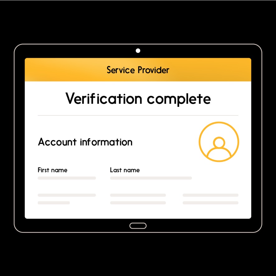 Image showing successful verification of your financial institution data with the server provider