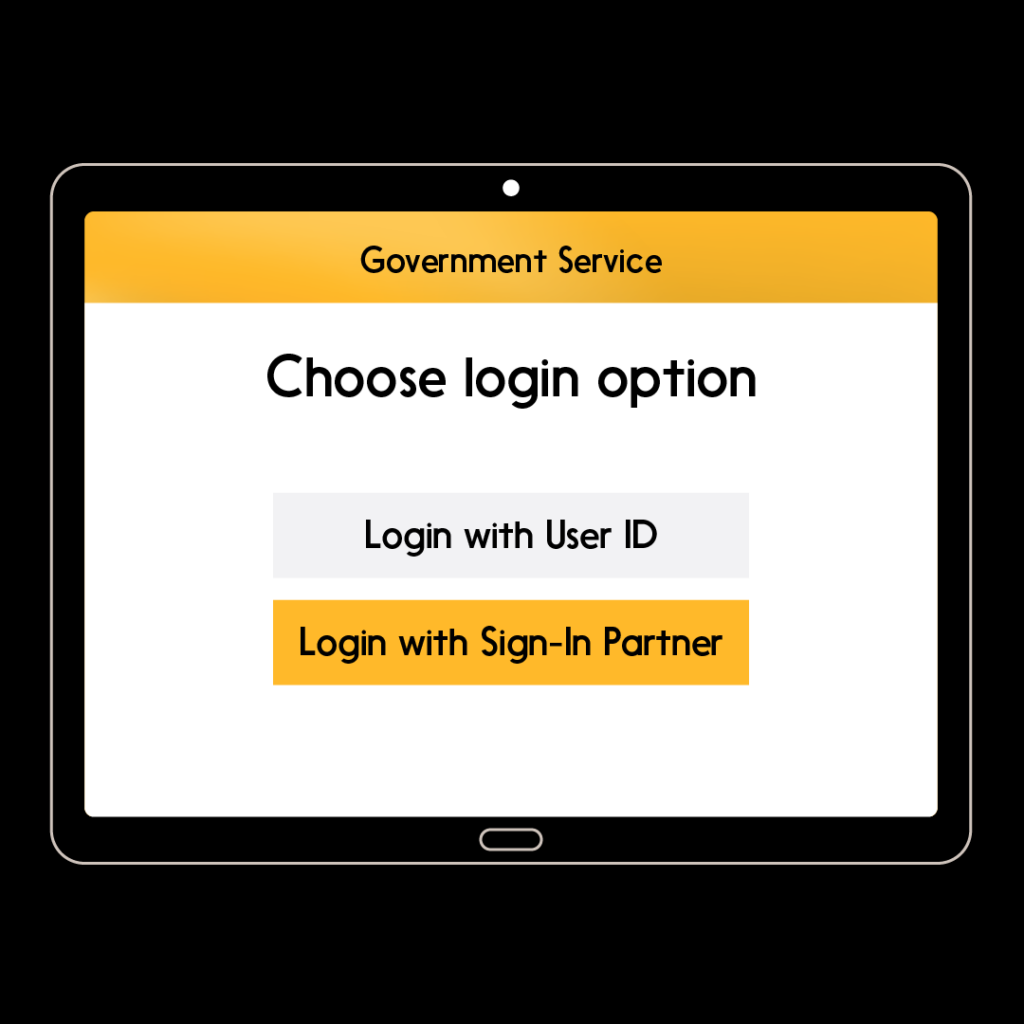 Image showing a government service login prompt with options for User ID or Sign-In Partner