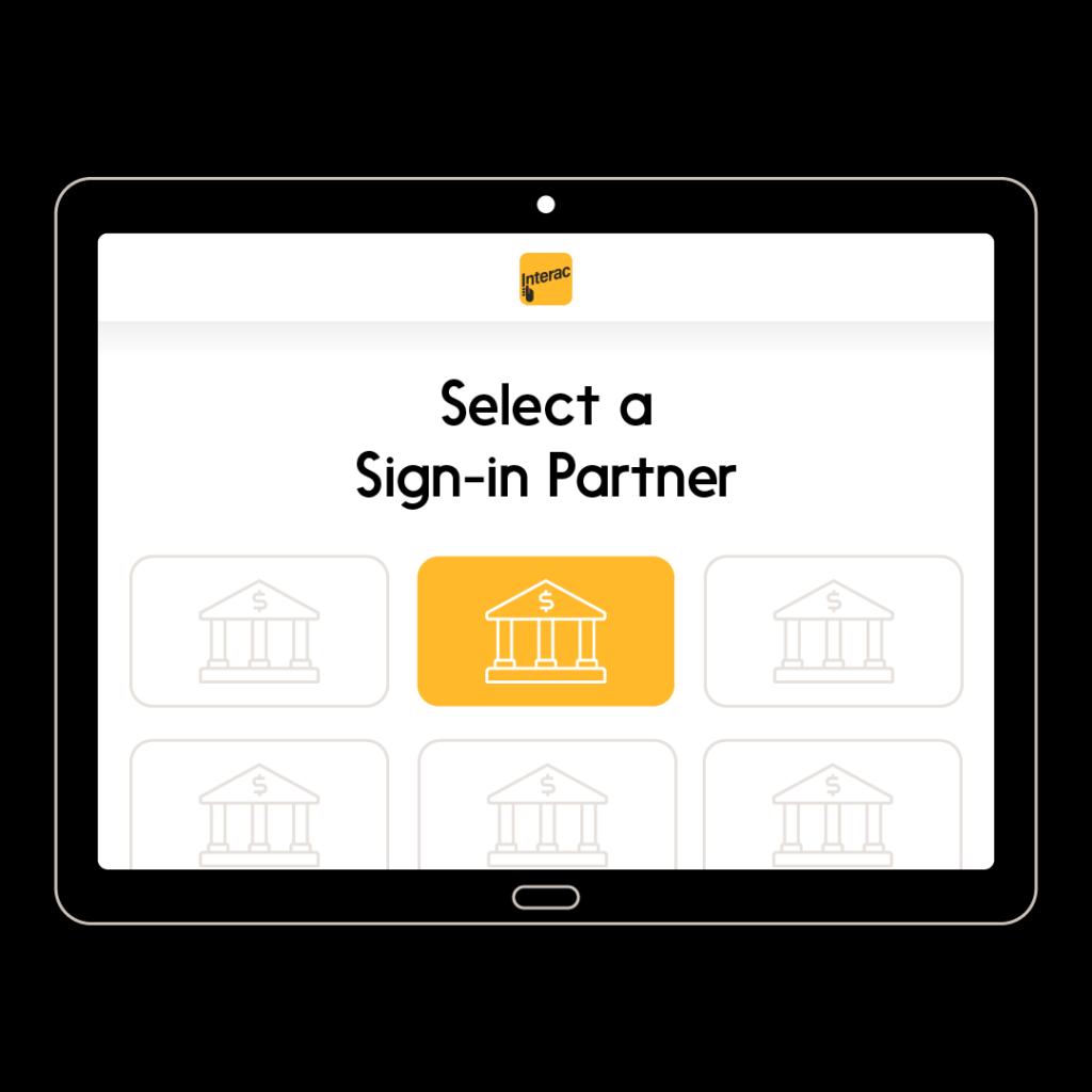 Image showing the Interac Sign-In service prompting to select a participating Sign-In