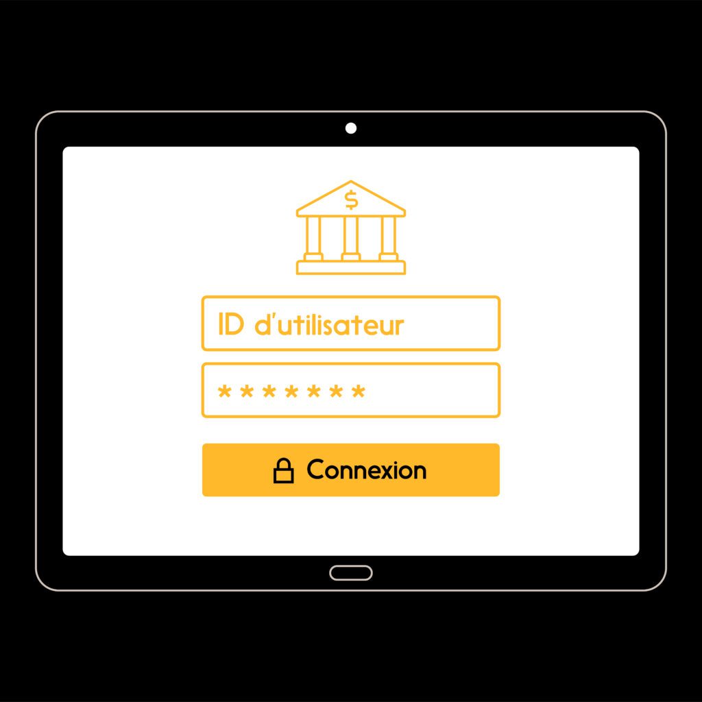 Image d’un ID d’utilisateur et d’un mot de passe pour accéder au compte d’une institution financière